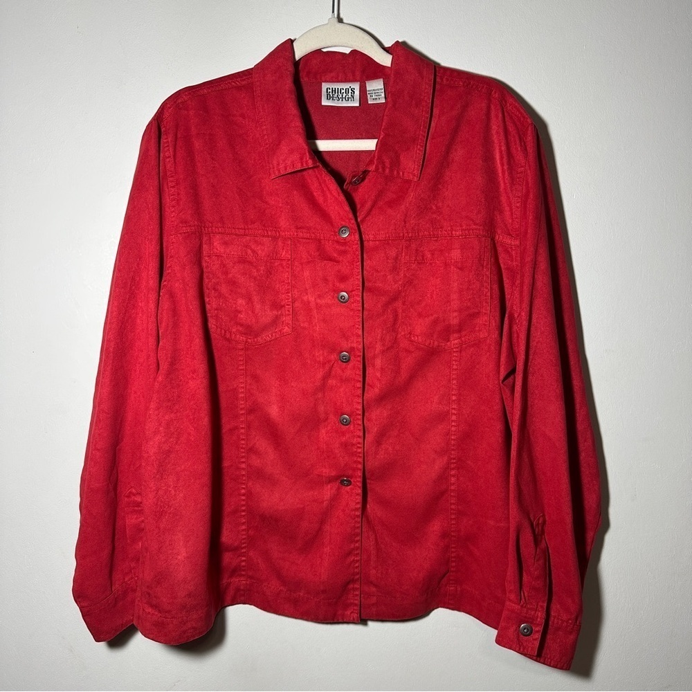 Chico’s Design Faux Suede Shirt Size 3 XL Western Shacket